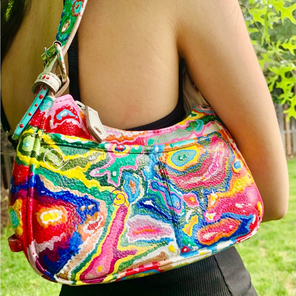 Multicolored Hand painted painted Y2K Vintage purse